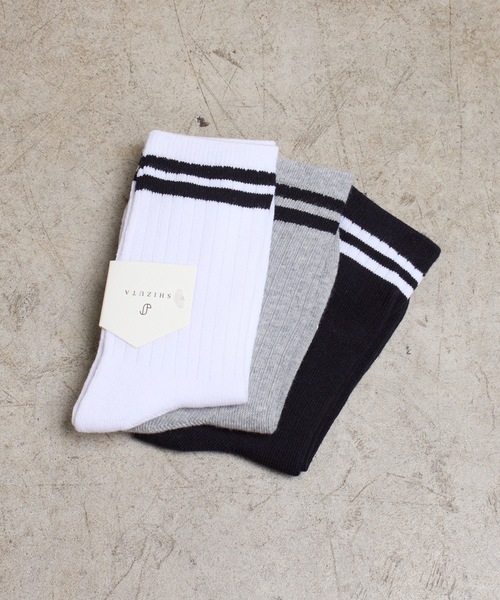 SHIZUTA（シズタ）の「SZT:バイカラー 2ライン リブソックス 3足セット（ソックス/靴下・キッズ・ベージュ/ネイビー/ブラック・MEDIUM/LARGE）」の6枚目の写真