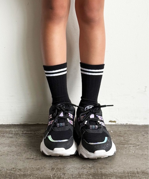 SHIZUTA（シズタ）の「SZT:バイカラー 2ライン リブソックス 3足セット（ソックス/靴下・キッズ・ベージュ/ネイビー/ブラック・MEDIUM/LARGE）」の12枚目の写真