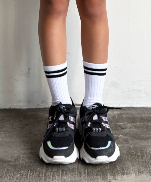 SHIZUTA（シズタ）の「SZT:バイカラー 2ライン リブソックス 3足セット（ソックス/靴下・キッズ・ベージュ/ネイビー/ブラック・MEDIUM/LARGE）」の10枚目の写真