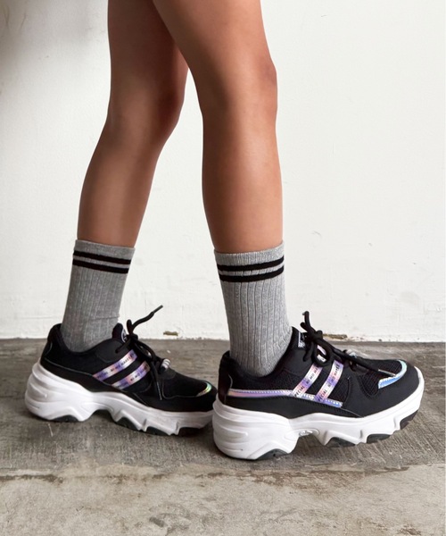 SHIZUTA（シズタ）の「SZT:バイカラー 2ライン リブソックス 3足セット（ソックス/靴下・キッズ・ベージュ/ネイビー/ブラック・MEDIUM/LARGE）」の11枚目の写真