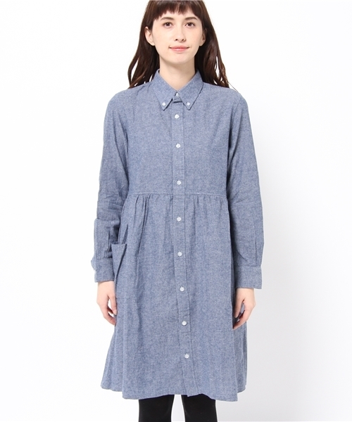 BEAMS BOY（ビームスボーイ）の「BEAMS BOY / シャンブレー シャツワンピース 14FW **（ワンピース・レディース・ネイビー/ブラック・ONE SIZE）」の11枚目の写真