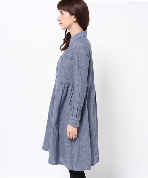 BEAMS BOY（ビームスボーイ）の「BEAMS BOY / シャンブレー シャツワンピース 14FW **（ワンピース・レディース・ネイビー/ブラック・ONE SIZE）」の12枚目の写真