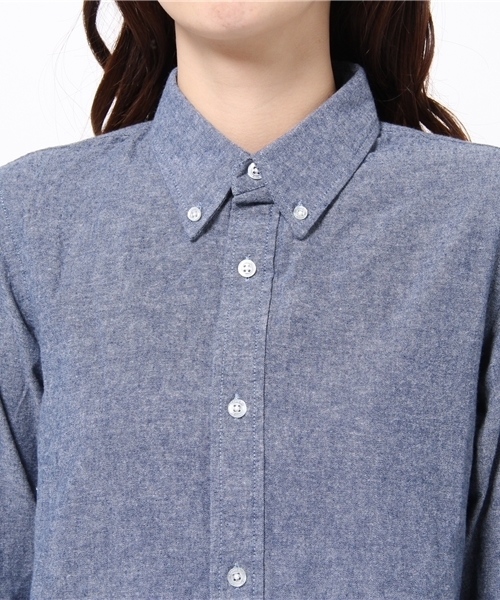 BEAMS BOY（ビームスボーイ）の「BEAMS BOY / シャンブレー シャツワンピース 14FW **（ワンピース・レディース・ネイビー/ブラック・ONE SIZE）」の5枚目の写真