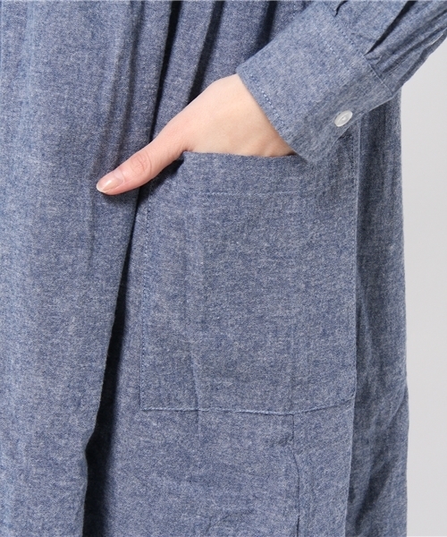 BEAMS BOY（ビームスボーイ）の「BEAMS BOY / シャンブレー シャツワンピース 14FW **（ワンピース・レディース・ネイビー/ブラック・ONE SIZE）」の7枚目の写真