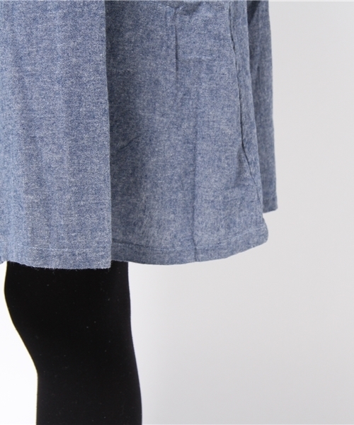 BEAMS BOY（ビームスボーイ）の「BEAMS BOY / シャンブレー シャツワンピース 14FW **（ワンピース・レディース・ネイビー/ブラック・ONE SIZE）」の8枚目の写真