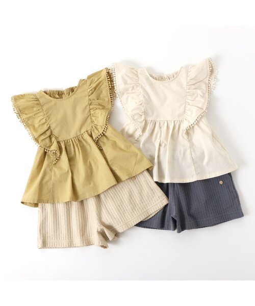 apres les cours（アプレレクール）の「ラッフルチュニック＆サッカーショートパンツSET（チュニック・キッズ・アイボリー/イエロー・80/90/100/110/120/130）」の18枚目の写真