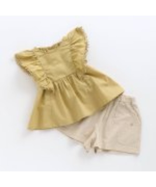 apres les cours（アプレレクール）の「ラッフルチュニック＆サッカーショートパンツSET（チュニック・キッズ・アイボリー/イエロー・80/90/100/110/120/130）」の5枚目の写真