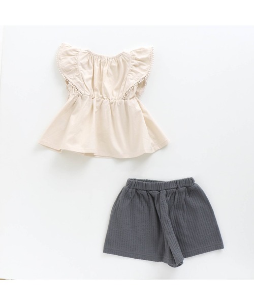 apres les cours（アプレレクール）の「ラッフルチュニック＆サッカーショートパンツSET（チュニック・キッズ・アイボリー/イエロー・80/90/100/110/120/130）」の4枚目の写真