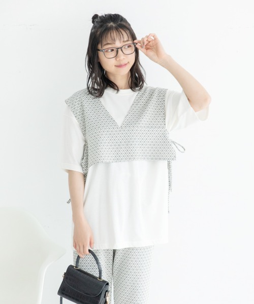 Mysa&Liina（ミーサリーナ）の「ジャガードビスチェＴシャツセット（Tシャツ/カットソー・レディース・ブラック/アイボリー/ラベンダー・M）」の17枚目の写真