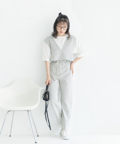 Mysa&Liina（ミーサリーナ）の「ジャガードビスチェＴシャツセット（Tシャツ/カットソー・レディース・ブラック/アイボリー/ラベンダー・M）」の22枚目の写真