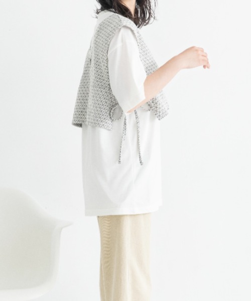 Mysa&Liina（ミーサリーナ）の「ジャガードビスチェＴシャツセット（Tシャツ/カットソー・レディース・ブラック/アイボリー/ラベンダー・M）」の5枚目の写真