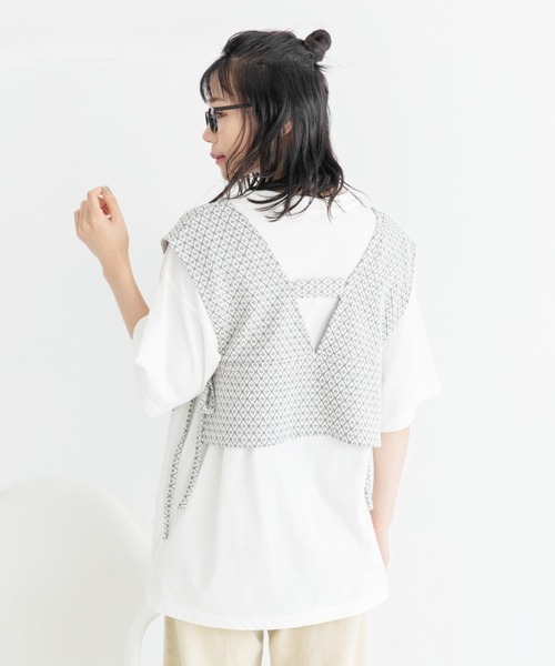 Mysa&Liina（ミーサリーナ）の「ジャガードビスチェＴシャツセット（Tシャツ/カットソー・レディース・ブラック/アイボリー/ラベンダー・M）」の18枚目の写真