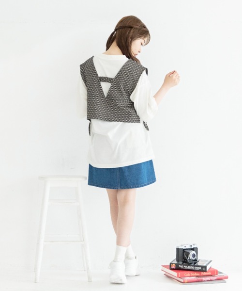 Mysa&Liina（ミーサリーナ）の「ジャガードビスチェＴシャツセット（Tシャツ/カットソー・レディース・ブラック/アイボリー/ラベンダー・M）」の10枚目の写真