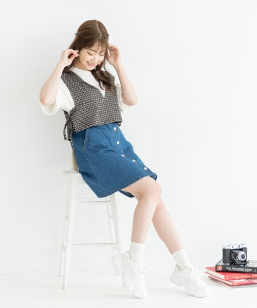 Mysa&Liina（ミーサリーナ）の「ジャガードビスチェＴシャツセット（Tシャツ/カットソー・レディース・ブラック/アイボリー/ラベンダー・M）」の19枚目の写真