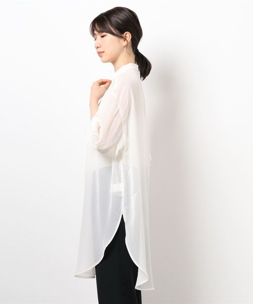 HONEYSUCKLE ROSE（ハニーサックルローズ）の「【HONEYSUCKLE ROSE】シアーブラウス（シャツ/ブラウス・レディース・ベージュ/オフホワイト/パープル・M/L）」の4枚目の写真