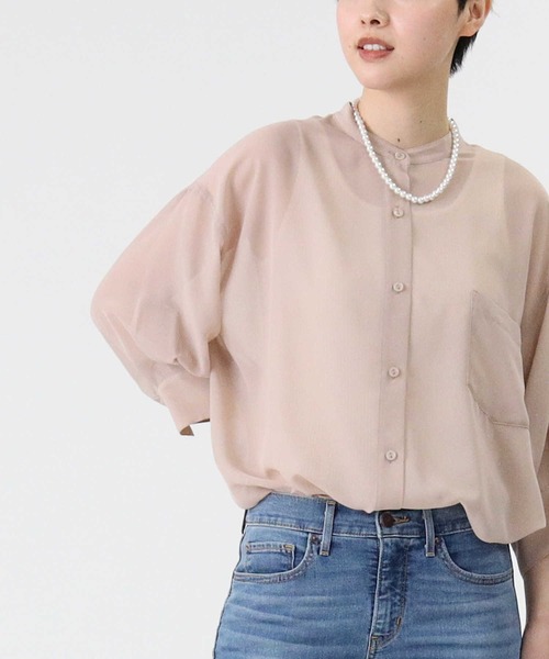 HONEYSUCKLE ROSE（ハニーサックルローズ）の「【HONEYSUCKLE ROSE】シアーブラウス（シャツ/ブラウス・レディース・ベージュ/オフホワイト/パープル・M/L）」の2枚目の写真