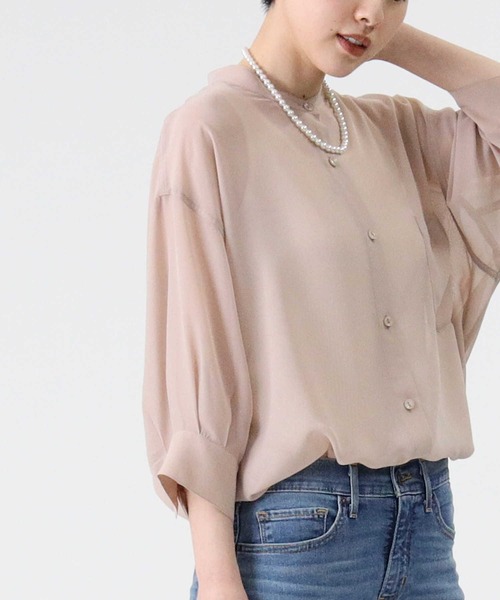 HONEYSUCKLE ROSE（ハニーサックルローズ）の「【HONEYSUCKLE ROSE】シアーブラウス（シャツ/ブラウス・レディース・ベージュ/オフホワイト/パープル・M/L）」の13枚目の写真