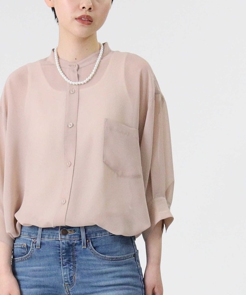 HONEYSUCKLE ROSE（ハニーサックルローズ）の「【HONEYSUCKLE ROSE】シアーブラウス（シャツ/ブラウス・レディース・ベージュ/オフホワイト/パープル・M/L）」の16枚目の写真