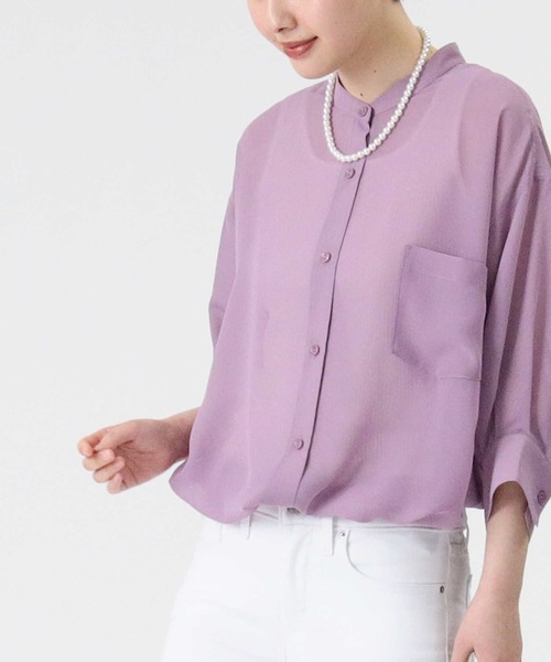 HONEYSUCKLE ROSE（ハニーサックルローズ）の「【HONEYSUCKLE ROSE】シアーブラウス（シャツ/ブラウス・レディース・ベージュ/オフホワイト/パープル・M/L）」の18枚目の写真