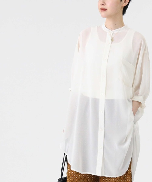 HONEYSUCKLE ROSE（ハニーサックルローズ）の「【HONEYSUCKLE ROSE】シアーブラウス（シャツ/ブラウス・レディース・ベージュ/オフホワイト/パープル・M/L）」の6枚目の写真