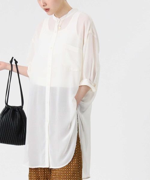 HONEYSUCKLE ROSE（ハニーサックルローズ）の「【HONEYSUCKLE ROSE】シアーブラウス（シャツ/ブラウス・レディース・ベージュ/オフホワイト/パープル・M/L）」の7枚目の写真