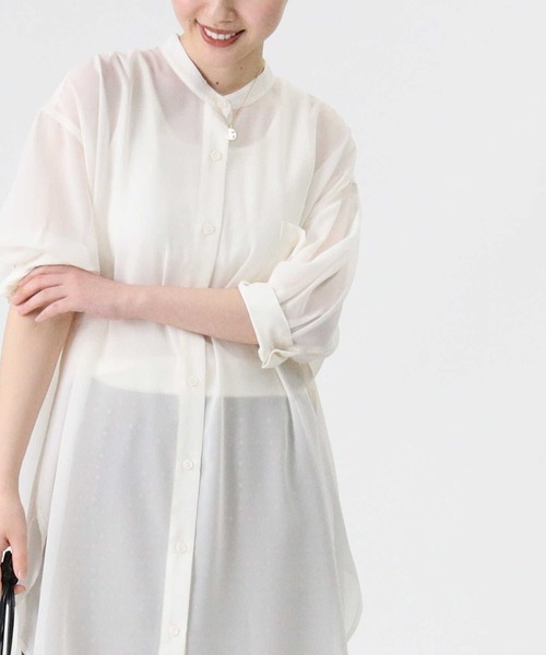 HONEYSUCKLE ROSE（ハニーサックルローズ）の「【HONEYSUCKLE ROSE】シアーブラウス（シャツ/ブラウス・レディース・ベージュ/オフホワイト/パープル・M/L）」の10枚目の写真