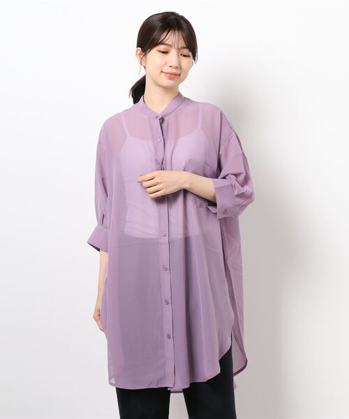 HONEYSUCKLE ROSE（ハニーサックルローズ）の「【HONEYSUCKLE ROSE】シアーブラウス（シャツ/ブラウス・レディース・ベージュ/オフホワイト/パープル・M/L）」の22枚目の写真