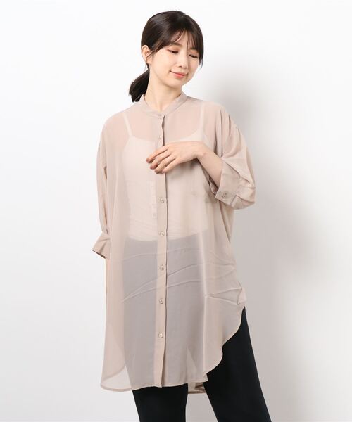 HONEYSUCKLE ROSE（ハニーサックルローズ）の「【HONEYSUCKLE ROSE】シアーブラウス（シャツ/ブラウス・レディース・ベージュ/オフホワイト/パープル・M/L）」の17枚目の写真