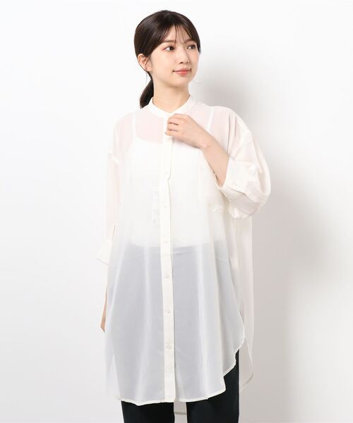 HONEYSUCKLE ROSE（ハニーサックルローズ）の「【HONEYSUCKLE ROSE】シアーブラウス（シャツ/ブラウス・レディース・ベージュ/オフホワイト/パープル・M/L）」の12枚目の写真