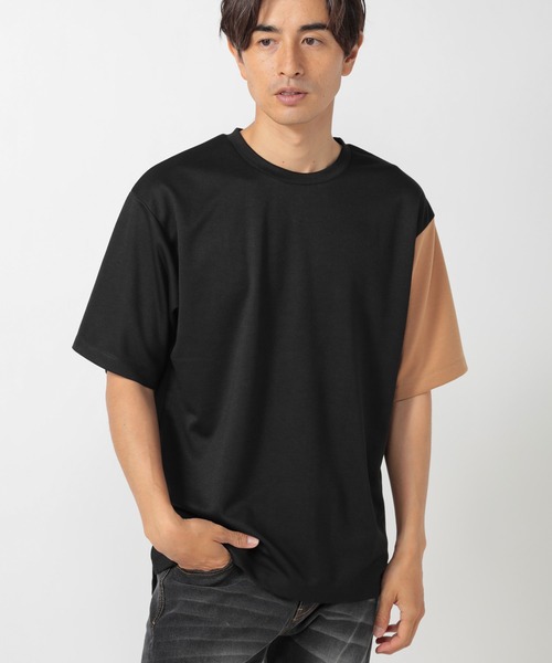 UNION STATION（ユニオンステーション）の「ポンチ切り替えアシンメトリーTシャツ（Tシャツ/カットソー・メンズ・ホワイト系その他/ブラック系その他・L/LL/M）」の2枚目の写真