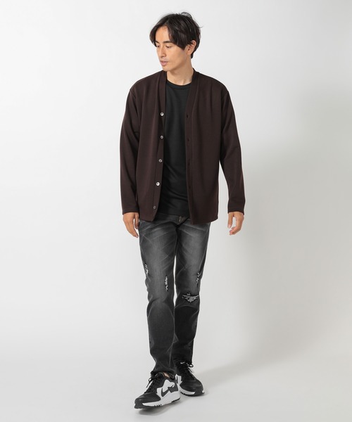 UNION STATION（ユニオンステーション）の「ポンチ切り替えアシンメトリーTシャツ（Tシャツ/カットソー・メンズ・ホワイト系その他/ブラック系その他・L/LL/M）」の5枚目の写真