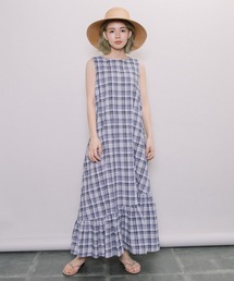 miniyu | 【NIMES】チェックロングワンピース(ワンピース)