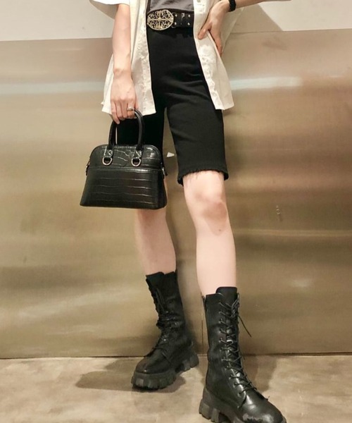 WEGO（ウィゴー）の「WEGO/リブダメージハーフレギンス（スラックス・レディース・ブラック・FREE）」の13枚目の写真