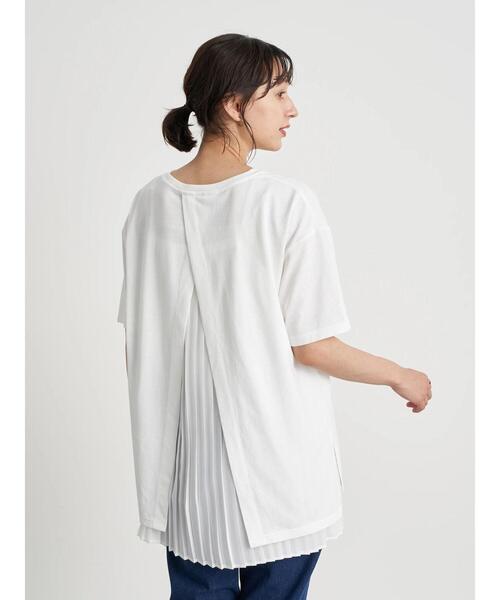 earth music&ecology（アースミュージックアンドエコロジー）の「SET2点バックスリットカットソー+プリーツインナー ＊（Tシャツ/カットソー・レディース・ブラック/オフホワイト/サックスブルー・FREE）」の5枚目の写真