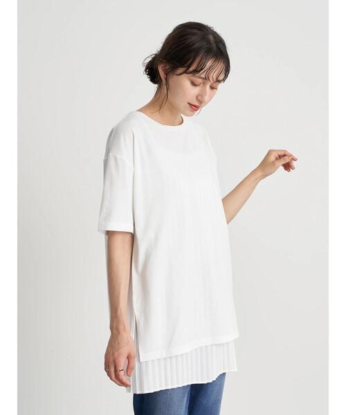 earth music&ecology（アースミュージックアンドエコロジー）の「SET2点バックスリットカットソー+プリーツインナー ＊（Tシャツ/カットソー・レディース・ブラック/オフホワイト/サックスブルー・FREE）」の16枚目の写真