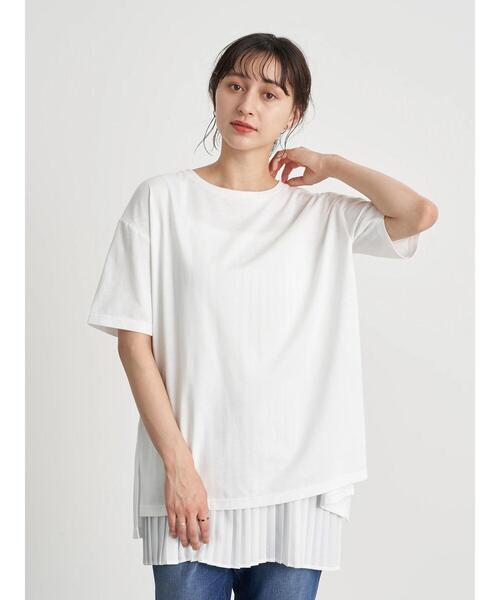 earth music&ecology（アースミュージックアンドエコロジー）の「SET2点バックスリットカットソー+プリーツインナー ＊（Tシャツ/カットソー・レディース・ブラック/オフホワイト/サックスブルー・FREE）」の17枚目の写真