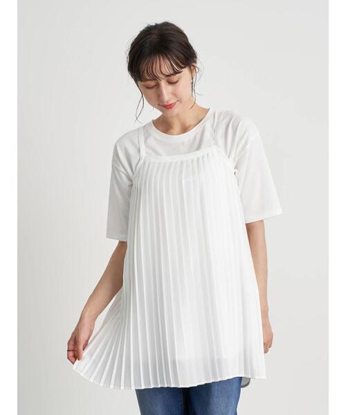 earth music&ecology（アースミュージックアンドエコロジー）の「SET2点バックスリットカットソー+プリーツインナー ＊（Tシャツ/カットソー・レディース・ブラック/オフホワイト/サックスブルー・FREE）」の14枚目の写真