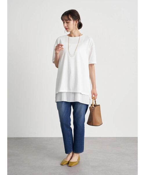 earth music&ecology（アースミュージックアンドエコロジー）の「SET2点バックスリットカットソー+プリーツインナー ＊（Tシャツ/カットソー・レディース・ブラック/オフホワイト/サックスブルー・FREE）」の19枚目の写真