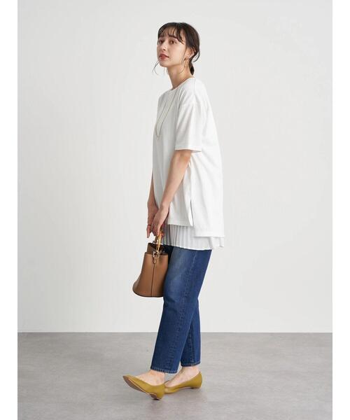 earth music&ecology（アースミュージックアンドエコロジー）の「SET2点バックスリットカットソー+プリーツインナー ＊（Tシャツ/カットソー・レディース・ブラック/オフホワイト/サックスブルー・FREE）」の20枚目の写真