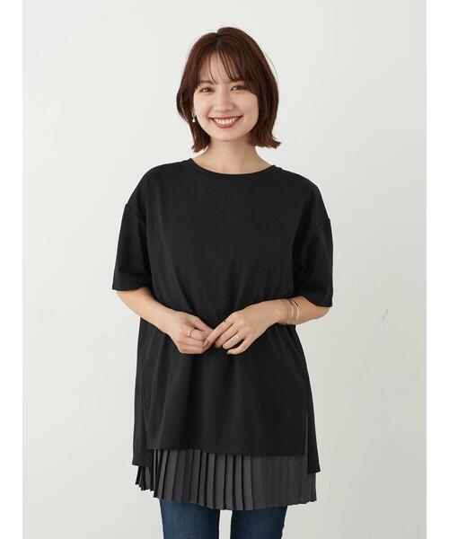 earth music&ecology（アースミュージックアンドエコロジー）の「SET2点バックスリットカットソー+プリーツインナー ＊（Tシャツ/カットソー・レディース・ブラック/オフホワイト/サックスブルー・FREE）」の22枚目の写真