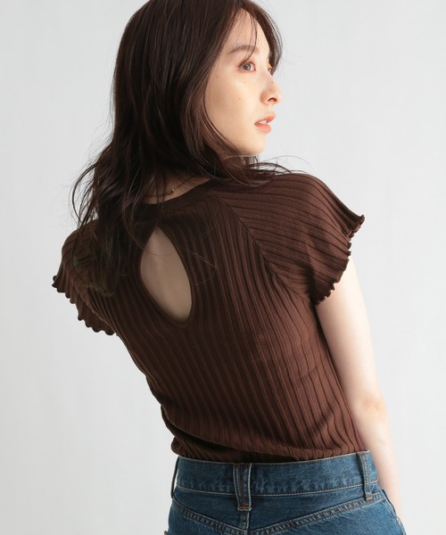 Andemiu（アンデミュウ）の「リブデザインニット956851（ニット/セーター・レディース・ピンクベージュ/ブラウン/イエロー/ブラック・FREE）」の2枚目の写真