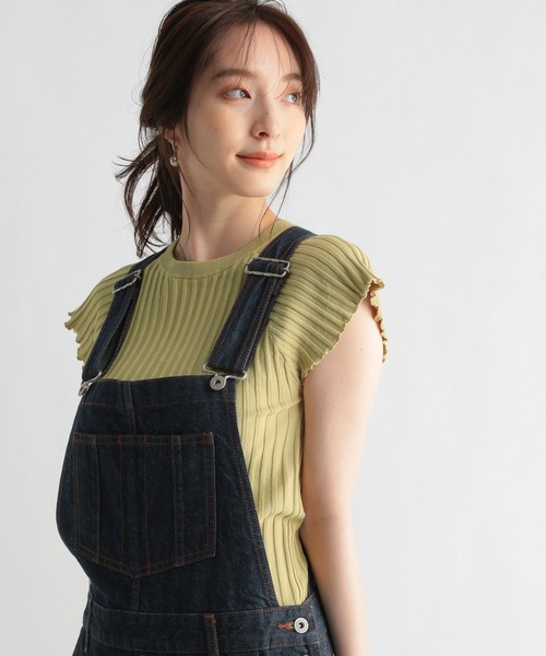 Andemiu（アンデミュウ）の「リブデザインニット956851（ニット/セーター・レディース・ピンクベージュ/ブラウン/イエロー/ブラック・FREE）」の3枚目の写真