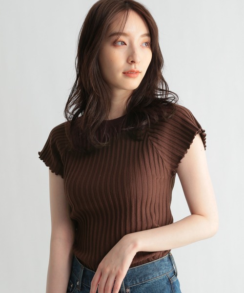 Andemiu（アンデミュウ）の「リブデザインニット956851（ニット/セーター・レディース・ピンクベージュ/ブラウン/イエロー/ブラック・FREE）」の9枚目の写真