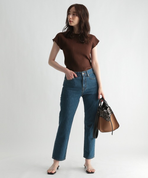 Andemiu（アンデミュウ）の「リブデザインニット956851（ニット/セーター・レディース・ピンクベージュ/ブラウン/イエロー/ブラック・FREE）」の5枚目の写真