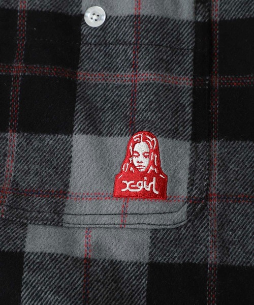 X-girl（エックスガール）の「FACE HEAVYWEIGHT FLANNEL SHIRT（シャツ/ブラウス・レディース・ブラック/ブラウン/オレンジ/グリーン・S/M）」の21枚目の写真