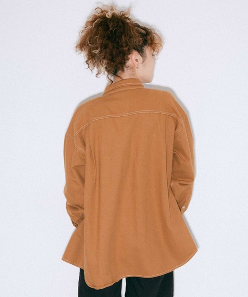 X-girl（エックスガール）の「FACE HEAVYWEIGHT FLANNEL SHIRT（シャツ/ブラウス・レディース・ブラック/ブラウン/オレンジ/グリーン・S/M）」の7枚目の写真