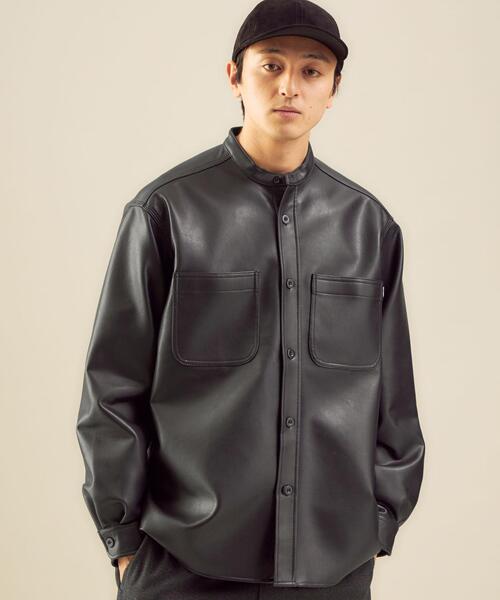 BIG MAC（ビッグマック）の「【別注】＜BIG MAC×green label relaxing＞ フェイクレザー バンドカラー シャツ ジャケット（ノーカラージャケット・メンズ・ブラック・M/L）」の6枚目の写真
