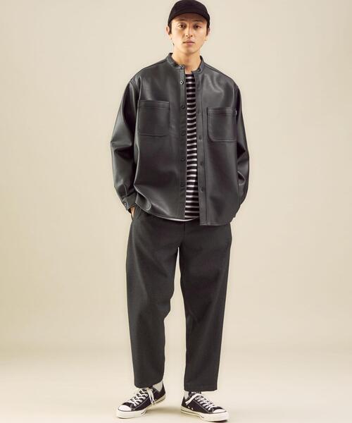 BIG MAC（ビッグマック）の「【別注】＜BIG MAC×green label relaxing＞ フェイクレザー バンドカラー シャツ ジャケット（ノーカラージャケット・メンズ・ブラック・M/L）」の12枚目の写真