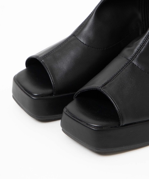 WEGO（ウィゴー）の「WEGO/スクエアサンダルブーツ（ブーツ・レディース・ブラック・MEDIUM/LARGE）」の5枚目の写真