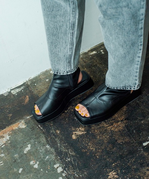 WEGO（ウィゴー）の「WEGO/スクエアサンダルブーツ（ブーツ・レディース・ブラック・MEDIUM/LARGE）」の10枚目の写真